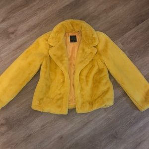 Yellow fur jacket